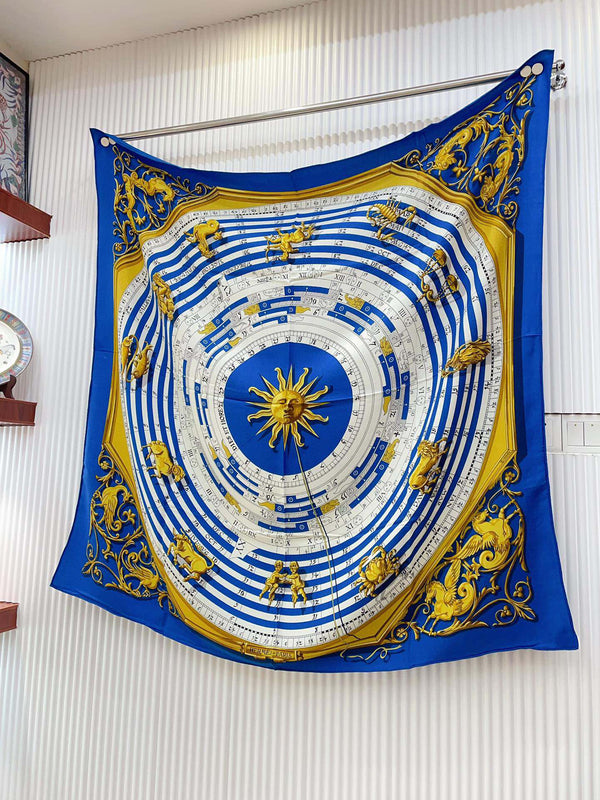 Astrologie Forever Scarf 135 CM In Blue Colorful Cashmere And Silk 223626