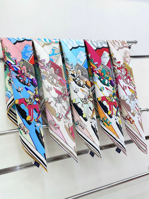 Locomotion Shawl 90 CM In Colorful Silk Twill  225467