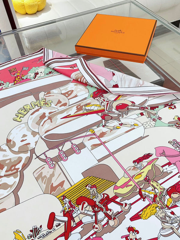 Locomotion Shawl 90 CM In Colorful Silk Twill  225467