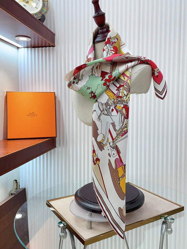 Locomotion Shawl 90 CM In Colorful Silk Twill  225467