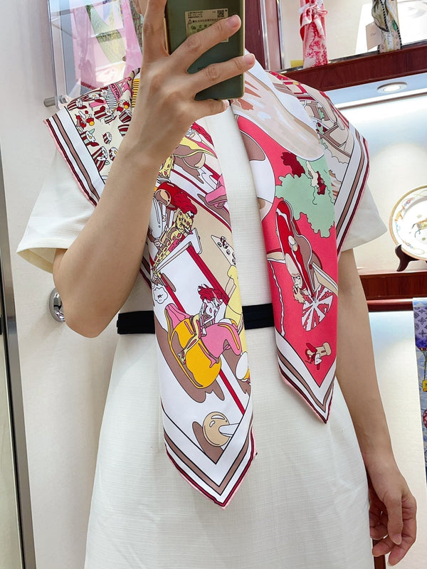 Locomotion Shawl 90 CM In Colorful Silk Twill  225467