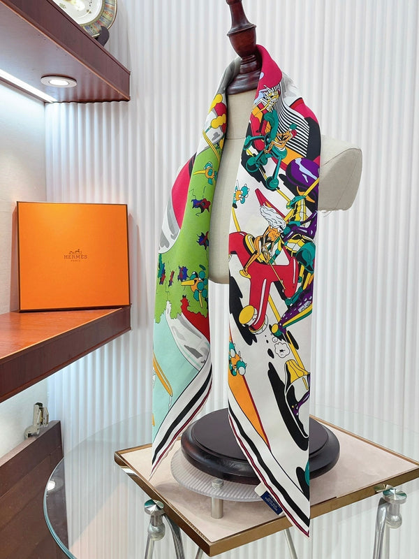 Locomotion Shawl 90 CM In Colorful Silk Twill  225468