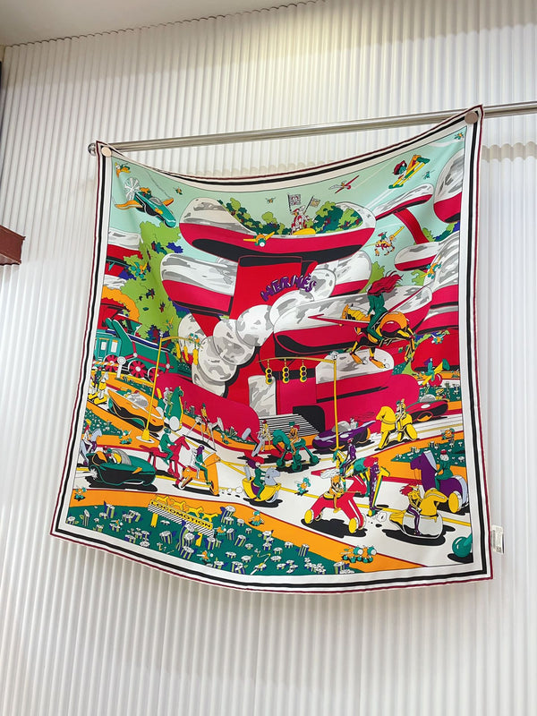 Locomotion Shawl 90 CM In Colorful Silk Twill  225468