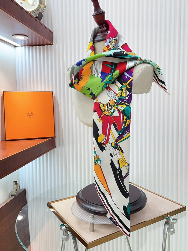 Locomotion Shawl 90 CM In Colorful Silk Twill  225468