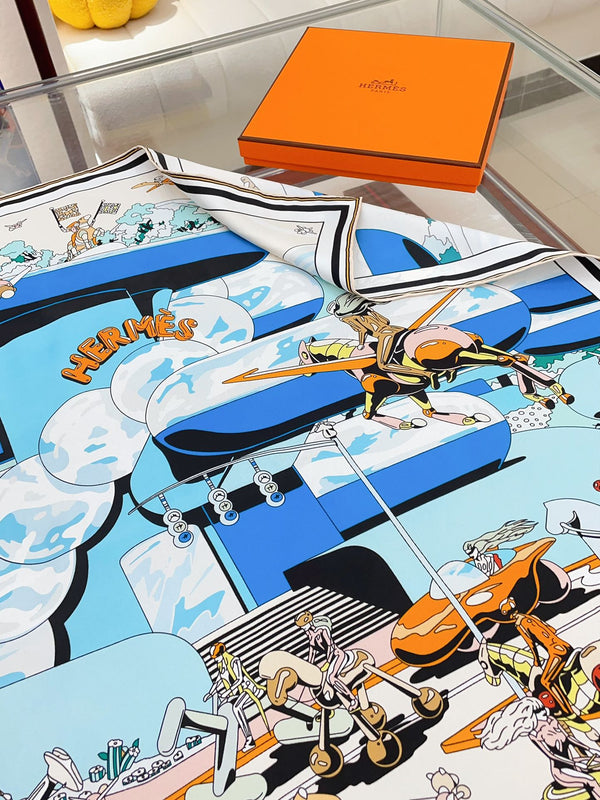 Locomotion Shawl 90 CM In Colorful Silk Twill  225469