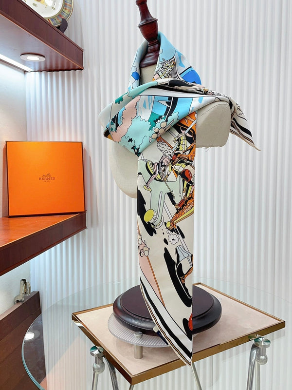 Locomotion Shawl 90 CM In Colorful Silk Twill  225469