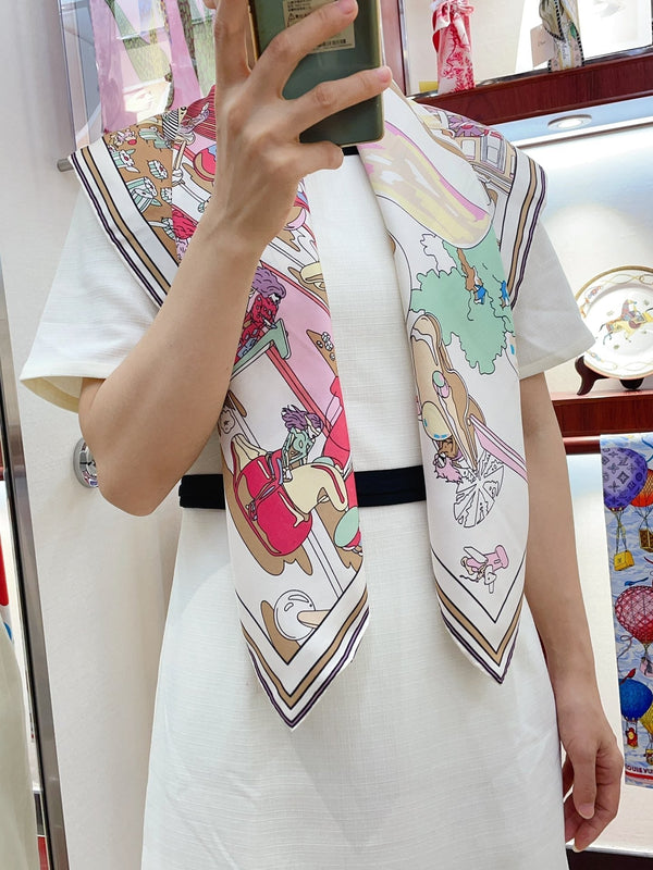 Locomotion Shawl 90 CM In Colorful Silk Twill  225470