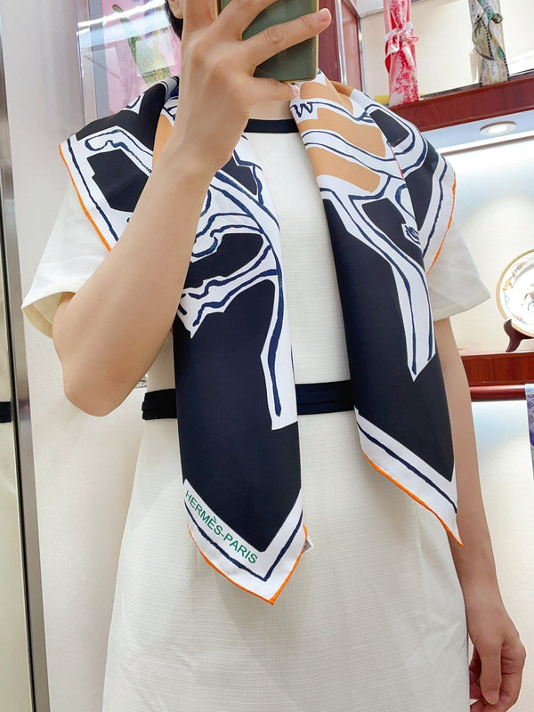 Choregraphie Equestre Scarf 90 CM In Black Colorful Silk Twill 228978