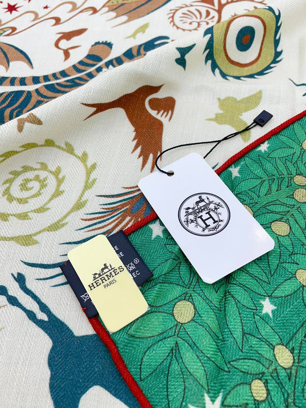 Sous Le Charme d'Orphee Double Face Scarf 140 CM In Colorful Cashmere And Silk 233127