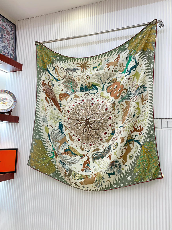 Sous Le Charme d'Orphee Double Face Scarf 140 CM In Colorful Cashmere And Silk 233127