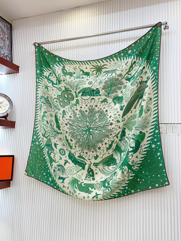 Sous Le Charme d'Orphee Double Face Scarf 140 CM In Colorful Cashmere And Silk 233127