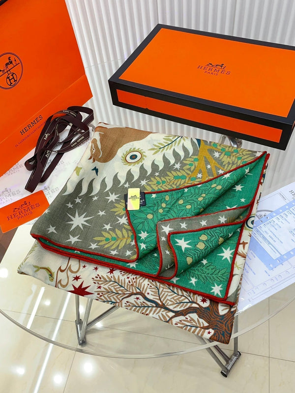 Sous Le Charme d'Orphee Double Face Scarf 140 CM In Colorful Cashmere And Silk 233127