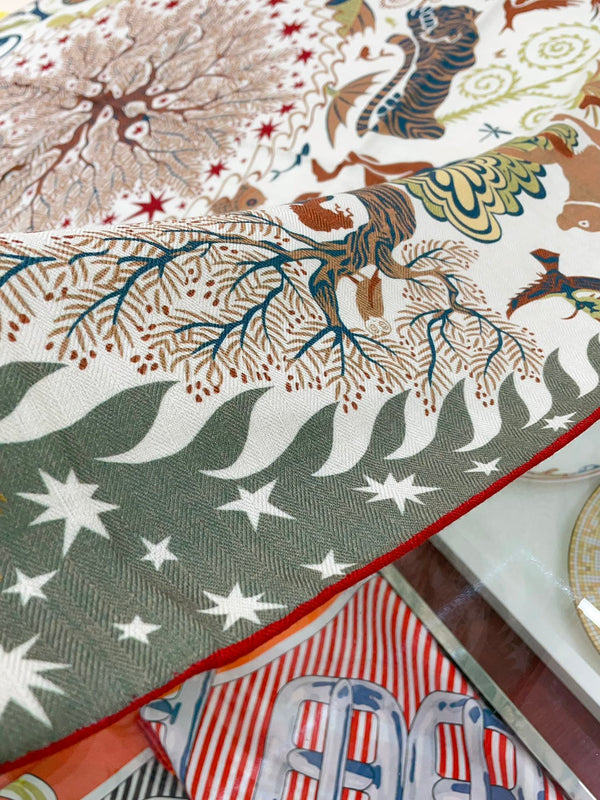 Sous Le Charme d'Orphee Double Face Scarf 140 CM In Colorful Cashmere And Silk 233127