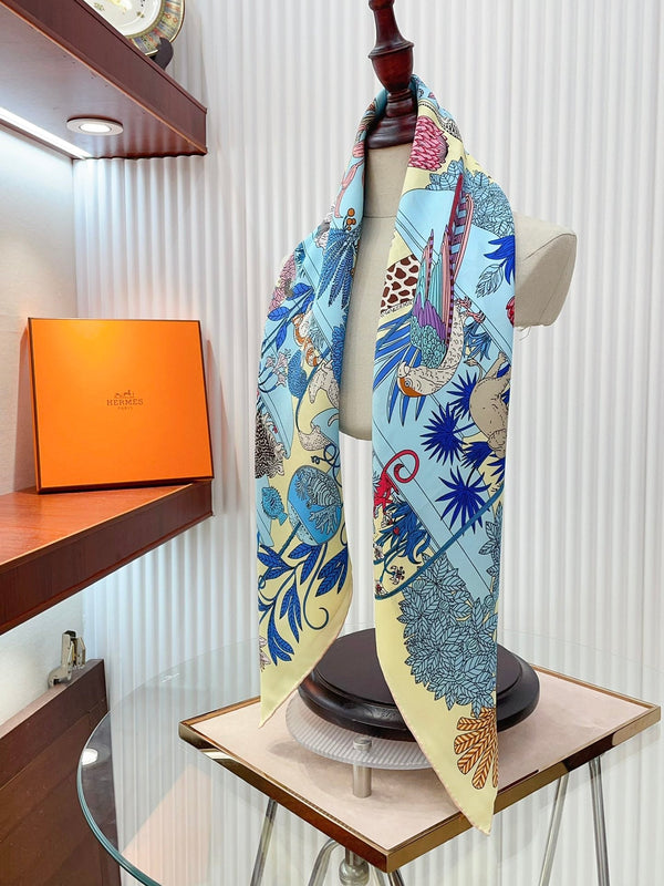 Precious Paradise Scarf 90 CM In Colorful Silk Twill  234593