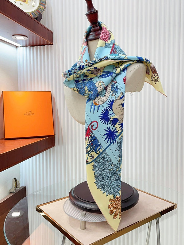 Precious Paradise Scarf 90 CM In Colorful Silk Twill  234593