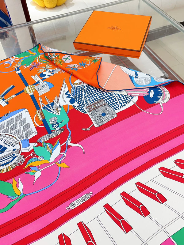 En Studio Scarf 90 CM In Colorful Silk Twill  235408