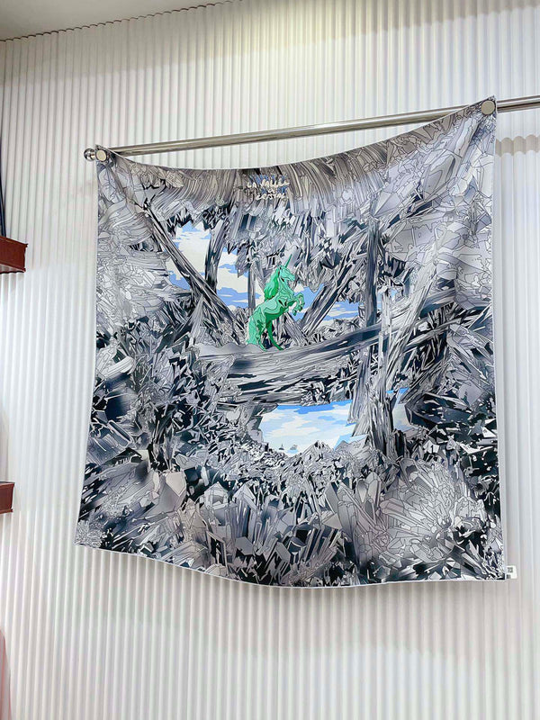 La Vallee De Cristal Scarf 90 CM Colorful Silk Twill  235413