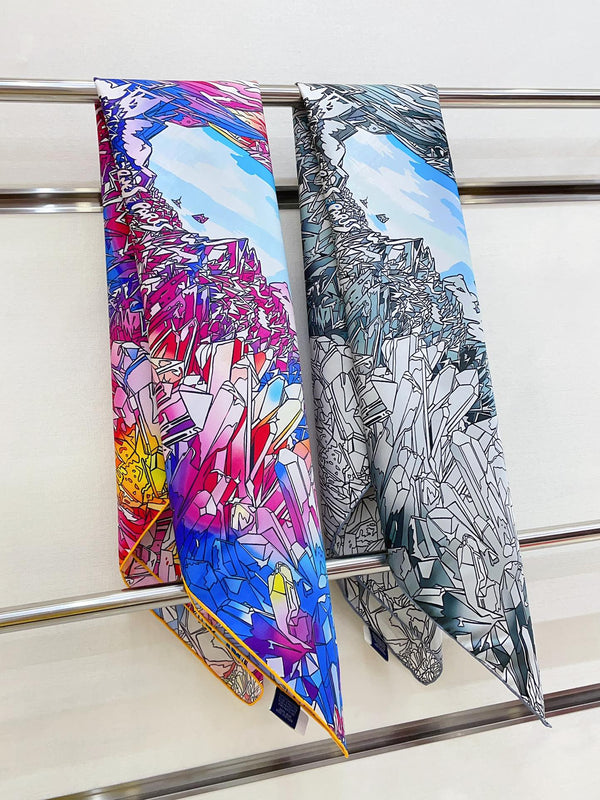 La Vallee De Cristal Scarf 90 CM Colorful Silk Twill  235413