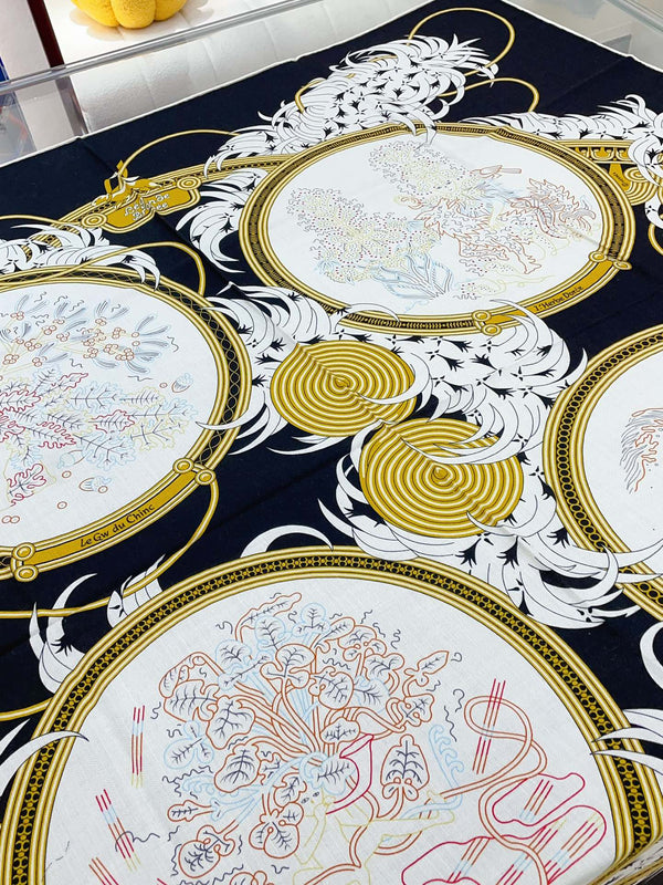 Legende Brodee Scarf 140 CM In Black Colorful Cashmere And Silk 235416