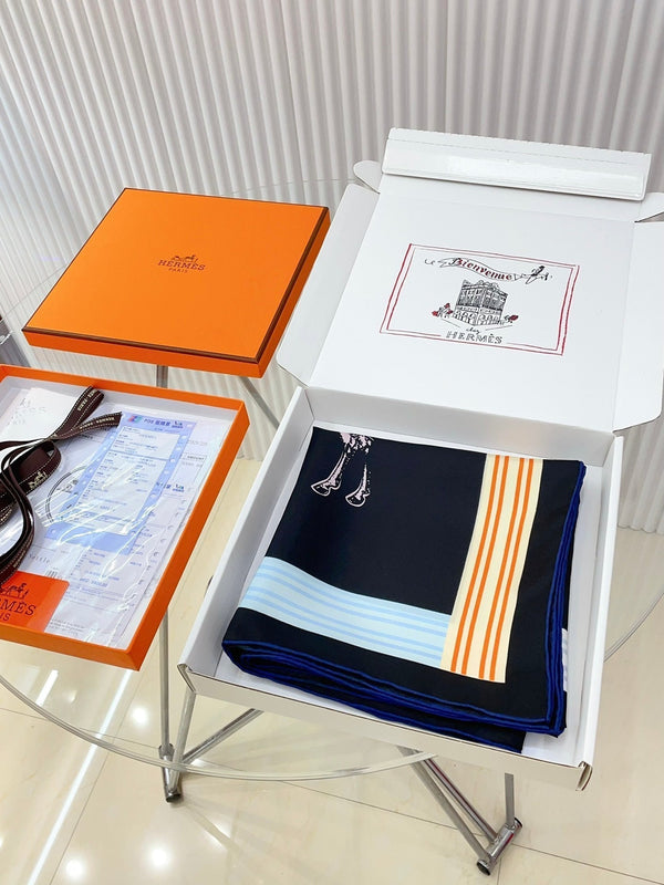 Garde-Robe Pop Detail Scarf 90 CM In Black Colorful Silk Twill 337136