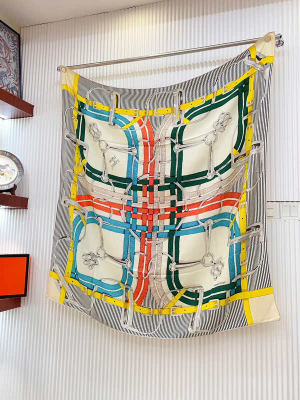 Mors a Jouets Chemise Shawl 140 CM In Colorful Silk And Cashmere 239531