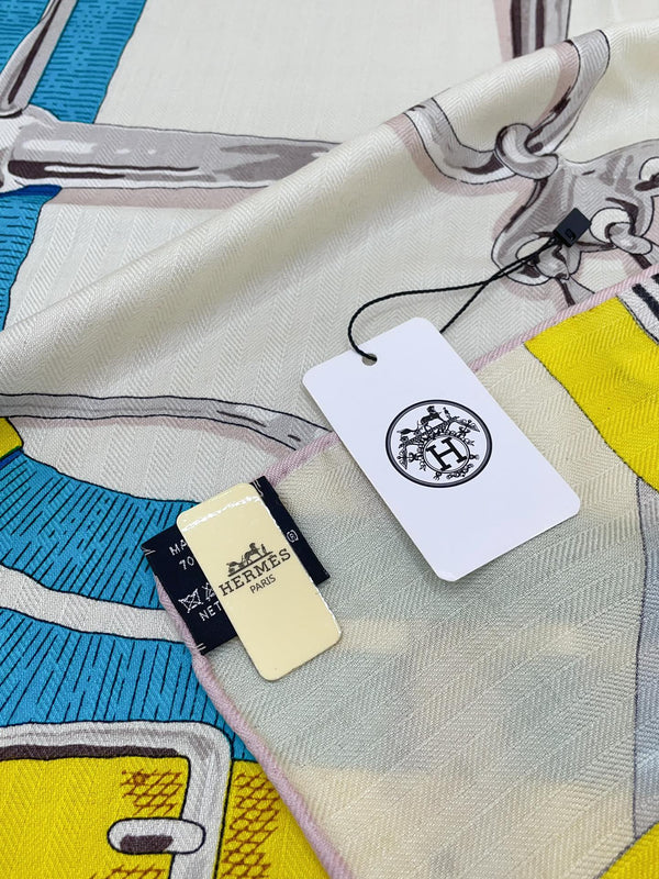 Mors a Jouets Chemise Shawl 140 CM In Colorful Silk And Cashmere 239531