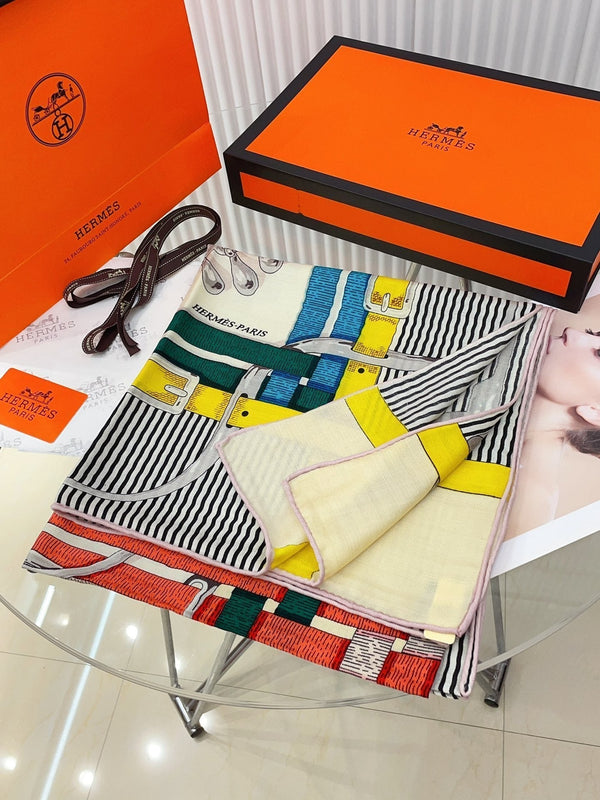 Mors a Jouets Chemise Shawl 140 CM In Colorful Silk And Cashmere 239531