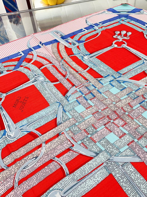 Mors a Jouets Chemise Shawl 140 CM In Colorful Silk And Cashmere 239532