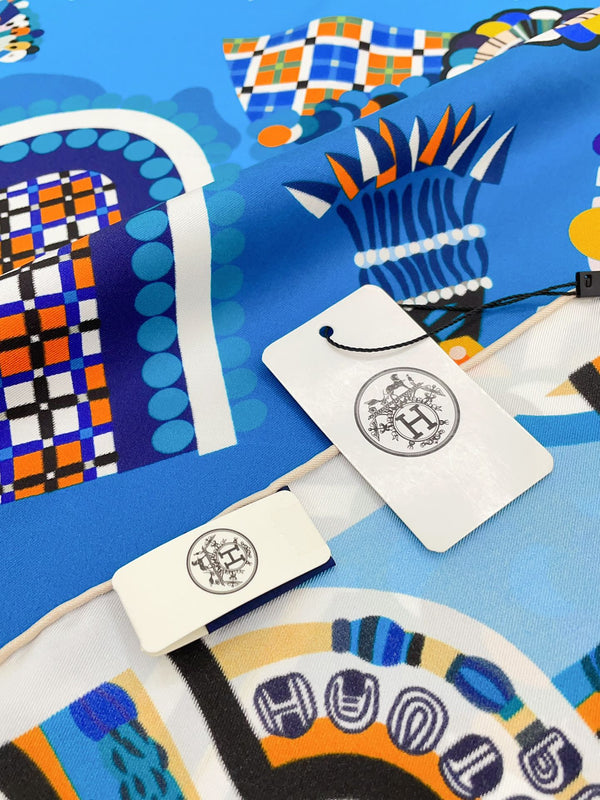 Sciarpa Haute Parure 90 CM In Twill Di Seta Colorato Blu 239535