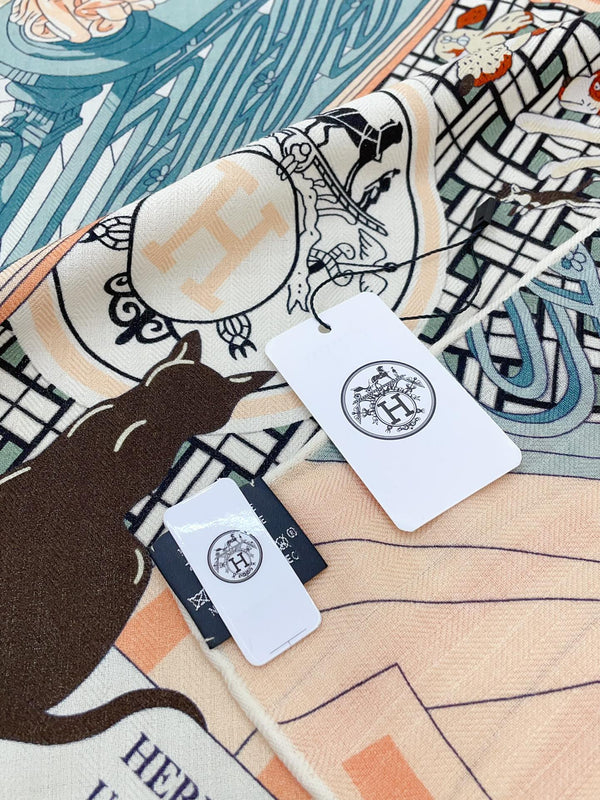 Mystere Au 24 Scarf 135 CM In Colorful Cashmere And Silk 247637