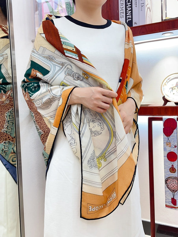 Mystere Au 24 Scarf 135 CM In Colorful Cashmere And Silk 247640