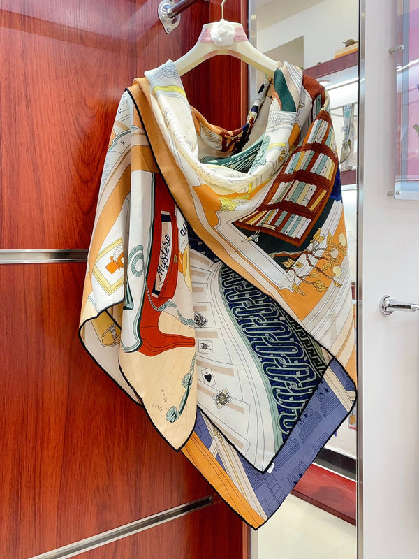 Mystere Au 24 Scarf 135 CM In Colorful Cashmere And Silk 247640