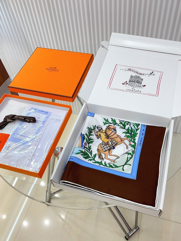 Costumes Civils Actuels Scarf 90 CM In White Colorful Silk Twill 249934