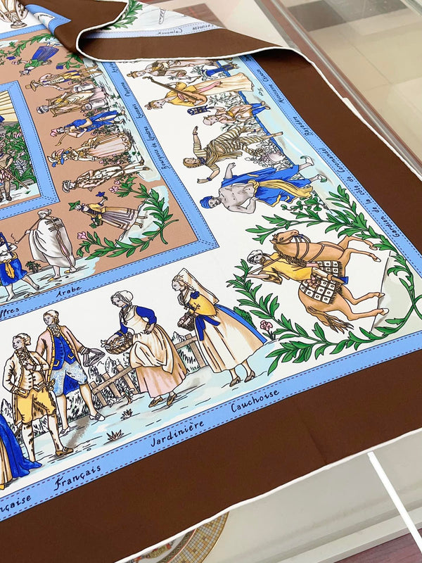 Costumes Civils Actuels Scarf 90 CM In White Colorful Silk Twill 249934