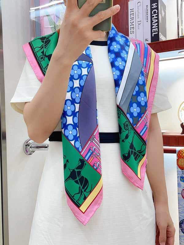 Scarf 90 CM In Colorful Silk Twill 258475
