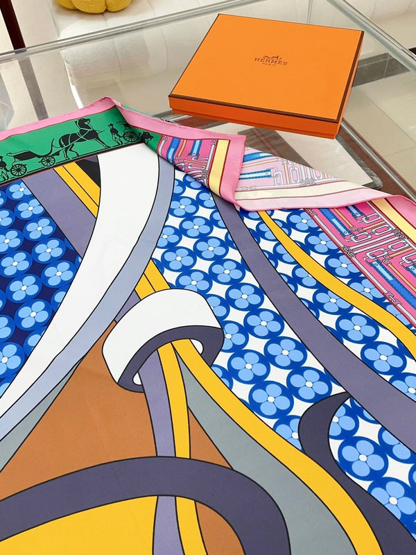 Scarf 90 CM In Colorful Silk Twill 258475