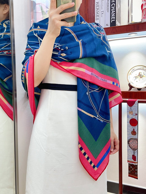 Voitures En Equilibre Scarf 140 CM In Colorful Cashmere And Silk 265384