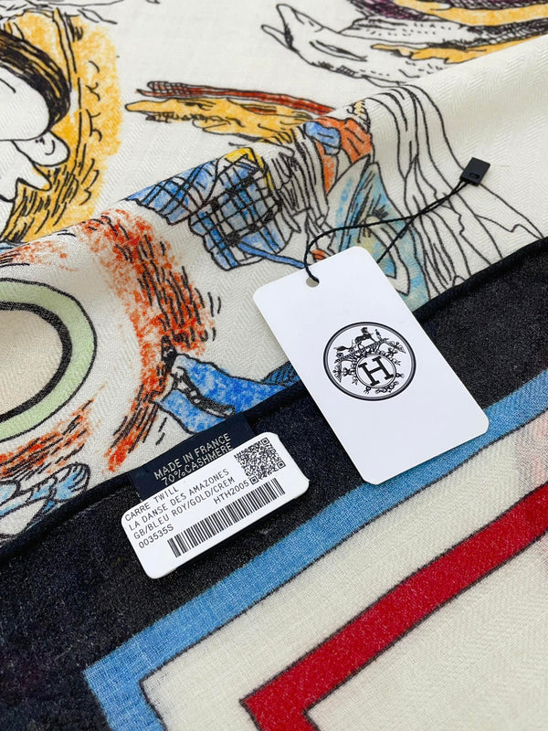 Les Anamorphoses Scarf 140 CM In White Cashmere And Silk 269265