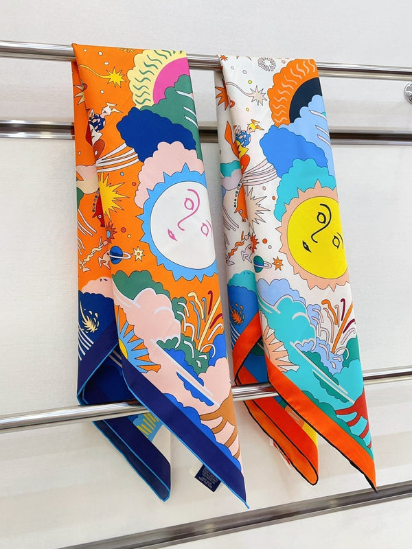 Au Royaume d'Helios Scarf 90 CM In Colorful Silk Twill 271780