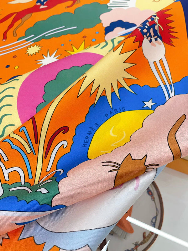 Au Royaume d'Helios Scarf 90 CM In Colorful Silk Twill 271780