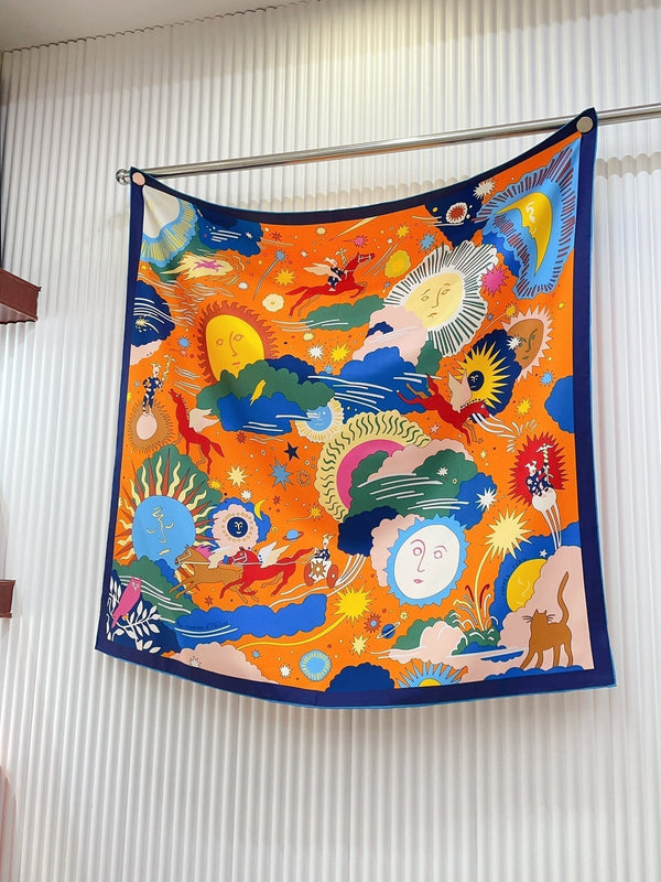 Au Royaume d'Helios Scarf 90 CM In Colorful Silk Twill 271780