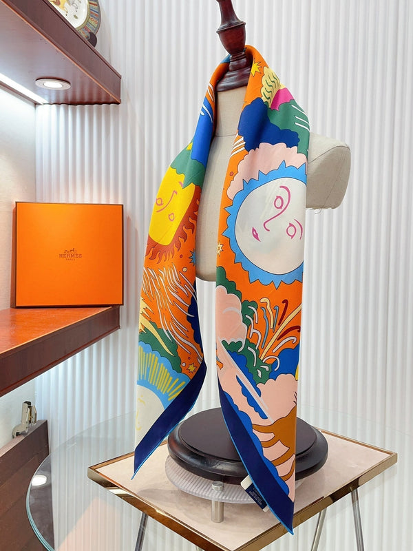 Au Royaume d'Helios Scarf 90 CM In Colorful Silk Twill 271780