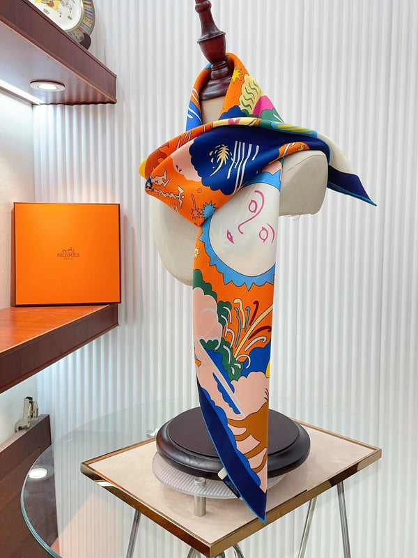 Au Royaume d'Helios Scarf 90 CM In Colorful Silk Twill 271780