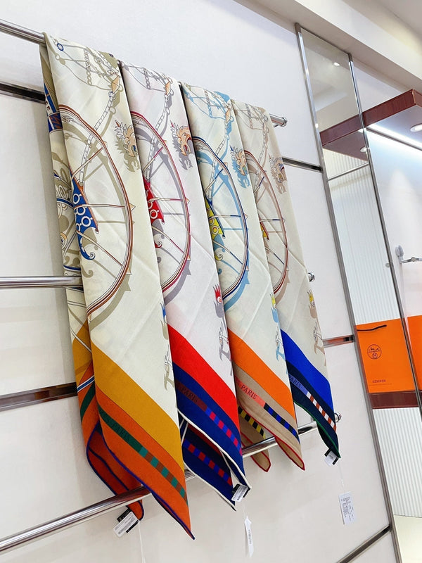 Voitures En Equilibre Scarf 140 CM In Colorful Cashmere And Silk 286416