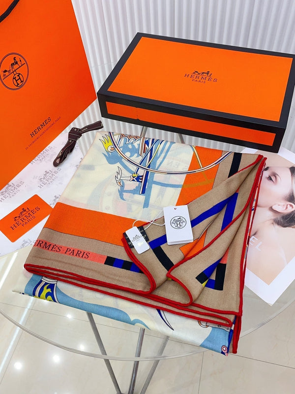 Voitures En Equilibre Scarf 140 CM In Colorful Cashmere And Silk 286417