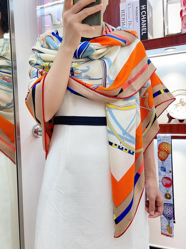 Voitures En Equilibre Scarf 140 CM In Colorful Cashmere And Silk 286417