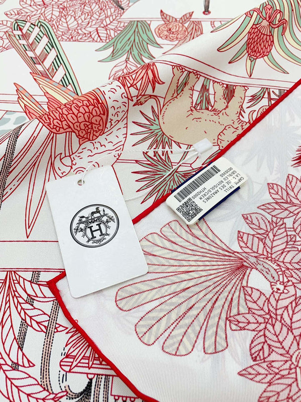 Precious Paradise Scarf 90 CM In Pink Colorful Silk Twill 294485