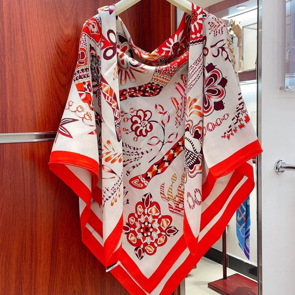 En Attendant Ulysse Scialle 140 CM In Cashmere E Seta Colorati Rossi 294496