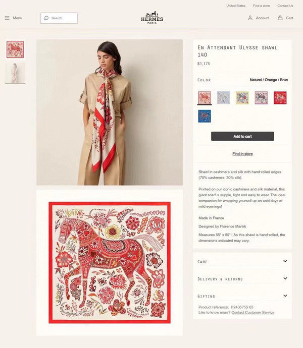 En Attendant Ulysse Shawl 140 CM In Red Colorful Cashmere And Silk 294496