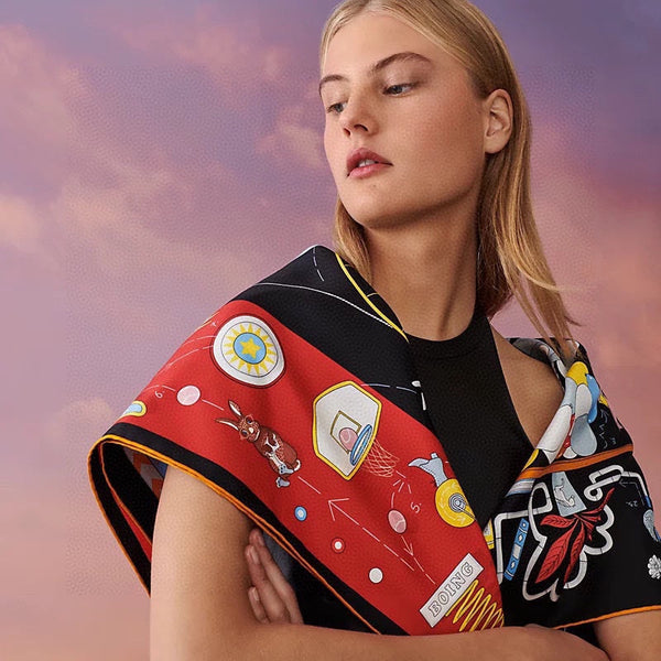 Tea For Two Scarf 90 CM In Black Colorful Silk Twill  296692